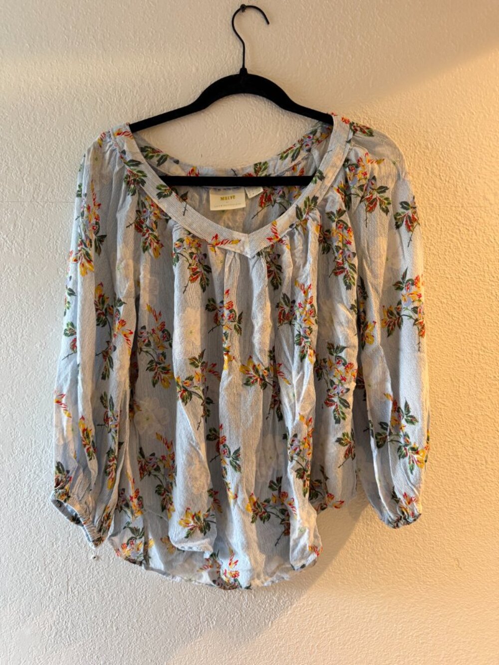 Maeve Anthropologie Flowy Blue Floral Blouse, Size 4